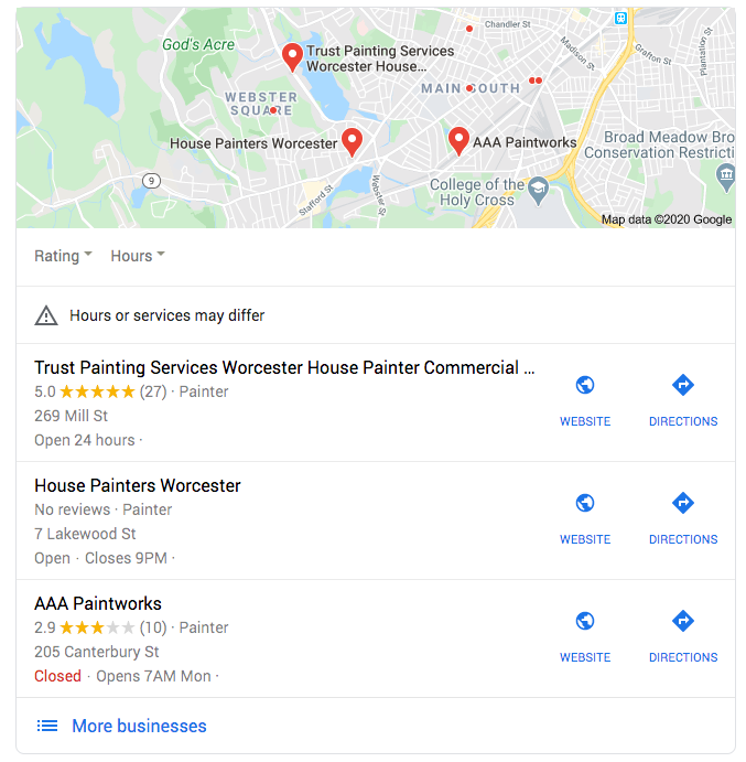 Local SEO results for Residential Painting Professionals